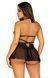 Сорочка беби-долл с открытыми чашками Leg Avenue Lace and mesh babydoll & panty Black S, стринги
