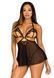 Сорочка беби-долл с открытыми чашками Leg Avenue Lace and mesh babydoll & panty Black S, стринги