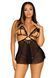 Сорочка беби-долл с открытыми чашками Leg Avenue Lace and mesh babydoll & panty Black S, стринги
