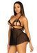 Сорочка беби-долл с открытыми чашками Leg Avenue Lace and mesh babydoll & panty Black S, стринги