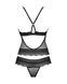 Напівпрозорий набір з прикрасами Obsessive Ivannes top & thong 2XL/3XL, чорний, топ та танга