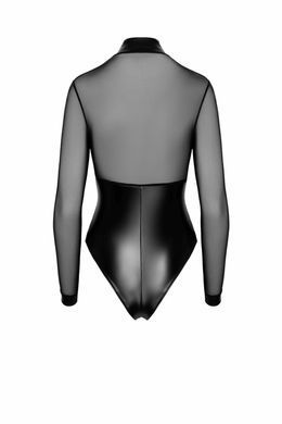 Боди Noir Handmade F321 Edge, 3XL, низ под латекс, верх сетка, молния на все тело, декор кольца