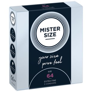 Презервативи Mister Size - pure feel - 64 (3 condoms), товщина 0,05 мм