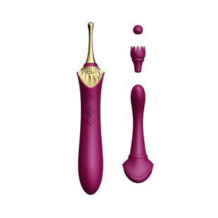 Вагинально-клиторальный вибратор Zalo &mdash; Bess Velvet Purple, мультифункциональный с насадками