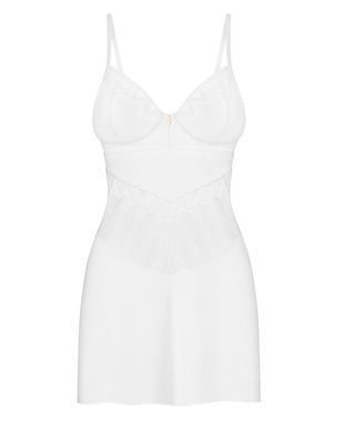 Пеньюар Obsessive Alissium chemise & thong, XL/2XL, мереживний ліф, стрінги в комплекті