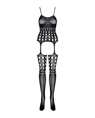 (SALE) Бодістокінг Obsessive Bodystocking G310 S/M/L, топ, панчохи, підв&rsquo;язки, круглі вирізи