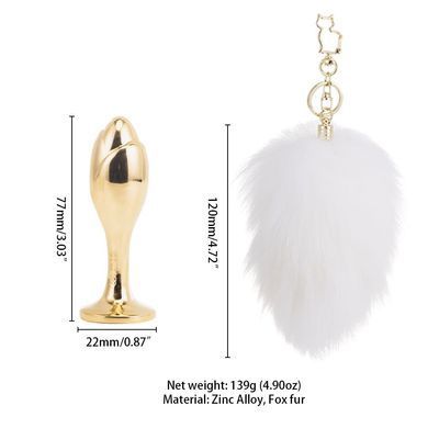 Металлическая анальная пробка Кроличий хвост LOCKINK SEVANDA White Bunny-Tail Anal Rose-shape Plug