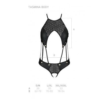 Боди из эко-кожи Passion Tamaris Body black S/M: с ремешками и перфорацией
