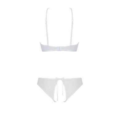 Комплект из бра, трусиков с ажурным декором и открытым шагом Passion URSULA SET S/M, white