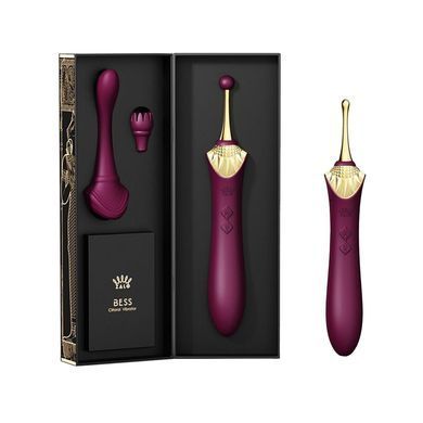 Вагінально-кліторальний вібратор Zalo &mdash; Bess Velvet Purple, мультифункціональний із насадками