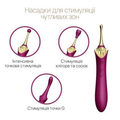 Вагінально-кліторальний вібратор Zalo &mdash; Bess Velvet Purple, мультифункціональний із насадками