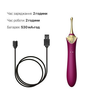 Вагінально-кліторальний вібратор Zalo &mdash; Bess Velvet Purple, мультифункціональний із насадками
