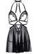 Сорочка беби-долл с открытыми чашками Leg Avenue Lace and mesh babydoll & panty Black M, стринги