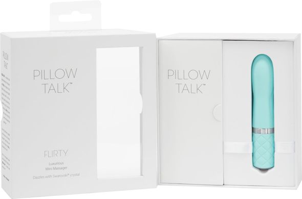 Роскошный вибратор PILLOW TALK - Flirty Teal с кристаллом Сваровски, гибкая головка