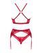 Комплект белья Obsessive Lacelove cupless 3pcs set XS/S Red, бюстгальтер, стринги, пояс для чулок