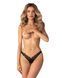 Трусики-стрінги з мереживом Obsessive Arrowel Black crotchless thong 2XL/3XL
