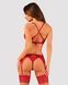 Комплект белья Obsessive Lacelove cupless 3pcs set XS/S Red, бюстгальтер, стринги, пояс для чулок