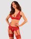 Комплект белья Obsessive Lacelove cupless 3pcs set XS/S Red, бюстгальтер, стринги, пояс для чулок