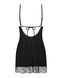 Пеньюар Obsessive Lobellis chemise & thong, M/L, черный, кружевная отделка, стринги в комплекте