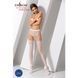 Еротичні колготки-бодістокінг Passion S003 white, імітація мереживних панчіх та трусиків