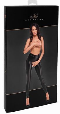 Лeггинсы Noir Handmade F304 Taboo, L, black, под латекс, открытые ягодицы и промежность