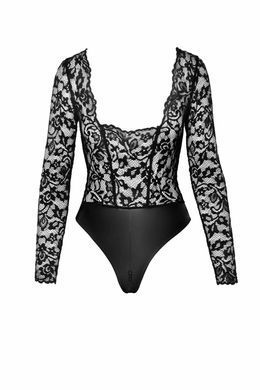 Боди Noir Handmade F296 Psyche, S, кружево, длинный рукав, низ под латекс, с доступом
