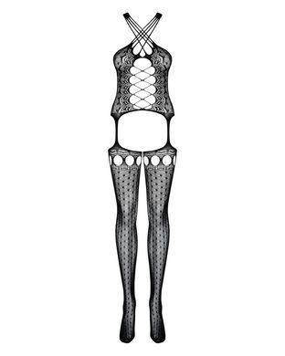 (SALE) Бодістокінг Obsessive Bodystocking G313 S/M/L, шнурівка, геометричний декор