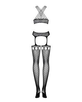 (SALE) Бодістокінг Obsessive Bodystocking G313 S/M/L, шнурівка, геометричний декор
