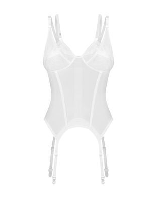 Корсет Obsessive Arrowel White corset S/M, з підв&rsquo;язками для панчіх