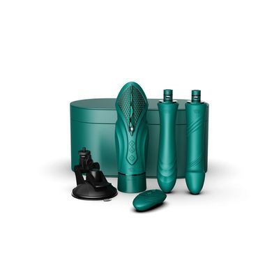 Компактная смарт секс-машина Zalo &ndash; Sesh Turquoise Green, 2 насадки, пульт ДУ, кристалл Swarovski