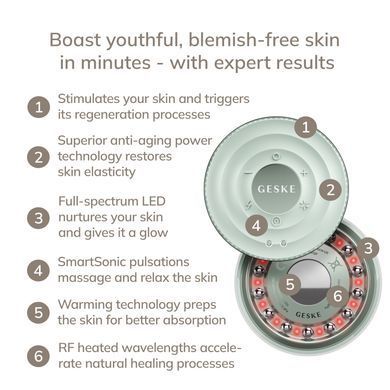 Антивіковий LED-випромінювач для відновлення шкіри обличчя GESKE Anti-Aging Skin Renewer 9в1 green