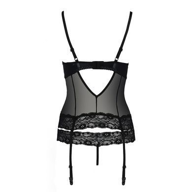 Корсет с открытой грудью Passion Exclusive NORTH CORSET XXL/XXXL, black, пажи, трусики, шнуровка