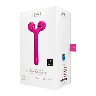 Електронний ультразвуковий ролик для обличчя та тіла GESKE Sonic Facial&Body Roller 4в1 magenta