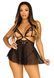 Сорочка беби-долл с открытыми чашками Leg Avenue Lace and mesh babydoll & panty Black L, стринги