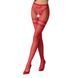 Сітчасті колготки з відкритим доступом Passion S015 One Size, Red, імітація панчіх і трусиків