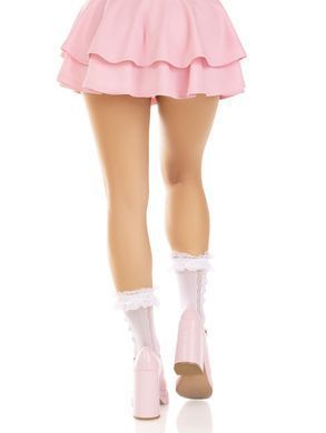 Носочки ажурные Leg Avenue Mini Bow Lace Anklet, белые, с рюшами, декор &mdash; бантики