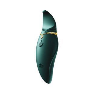 Вибратор 2в1 с язычком Zalo &mdash; Hero Jewel Green, кристалл Swarovski