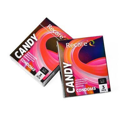 Презервативы Holographic Recare Delay Candy Condoms 3 шт, пролонгирующий эффект, конфетный аромат