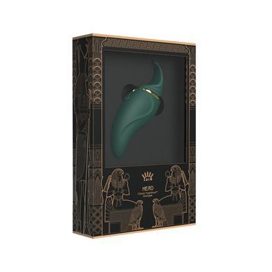Вібратор 2в1 з язичком Zalo &mdash; Hero Jewel Green, кристал Swarovski