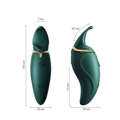 Вібратор 2в1 з язичком Zalo &mdash; Hero Jewel Green, кристал Swarovski