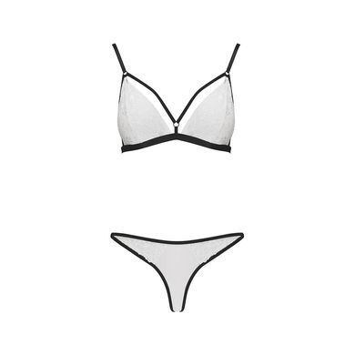 Комплект белья Passion ORIHIME SET S/M, white, стрэпы, лиф и трусики