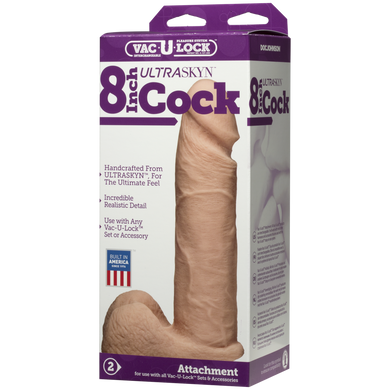 Фаллоимитатор Doc Johnson Vac-U-Lock - 8 Inch ULTRASKYN Cock White, диаметр 5,1см