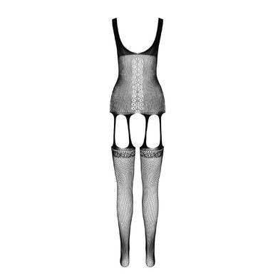 Бодістокінг Passion ECO BS007 black, з доступом, силуетний малюнок, імітація підв&rsquo;язок
