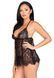 Сорочка беби-долл Leg Avenue Floral lace babydoll & string Black L, стринги