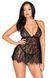 Сорочка беби-долл Leg Avenue Floral lace babydoll & string Black L, стринги