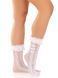 Носочки ажурные Leg Avenue Mini Bow Lace Anklet, белые, с рюшами, декор &mdash; бантики