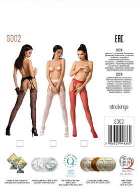 Эротические колготки-бодистокинг Passion S002 white, имитация кружевных чулок и пояса