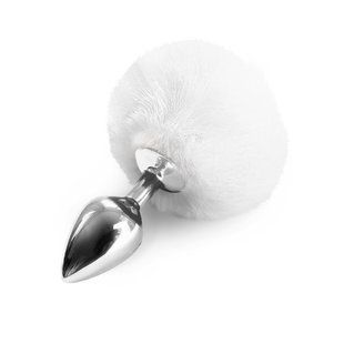 Металева анальна пробка М Art of Sex &mdash; Bunny Tails Butt plug, Білий