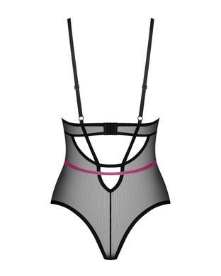 Боди Obsessive Novenes teddy, XS/S, прозрачное, чашки на косточках, декор в виде лент