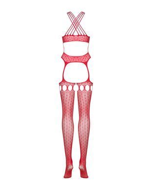 Бодистокинг Obsessive Bodystocking G313 S/M/L red, шнуровка, геометрический декор